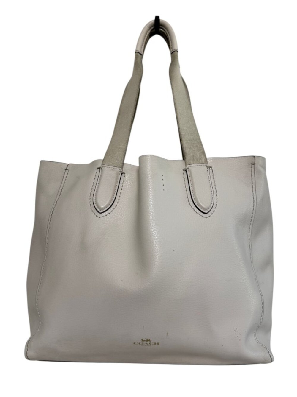 COACH Cream Ivory Leather Derby Tote Shoulder Bag